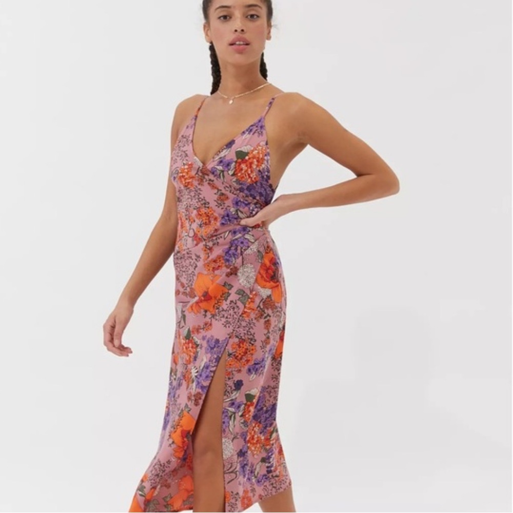 Urban Outfitters Pink and Orange Midi Dress w/ Slit